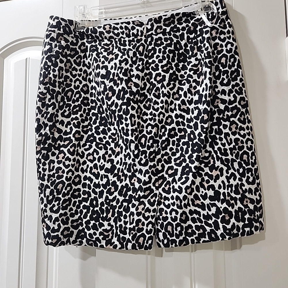 J. Crew Black and White Animal Print Mini Skirt